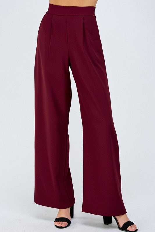 Burgundy Wide Leg Slacks