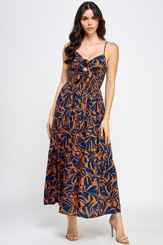 Navy Leaf Dress