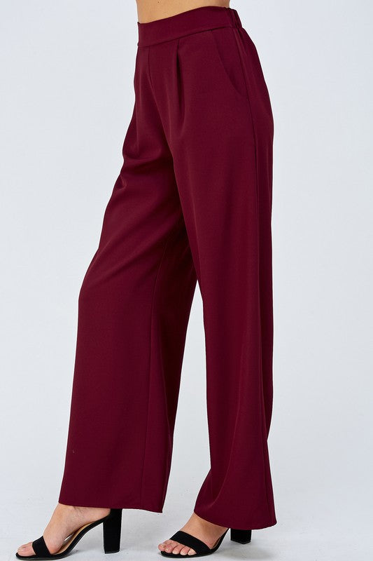 Burgundy Wide Leg Slacks