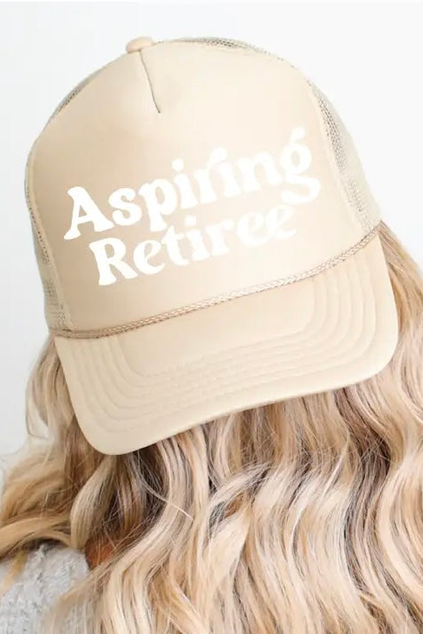 Aspiring Retiree Cap- Beige/White