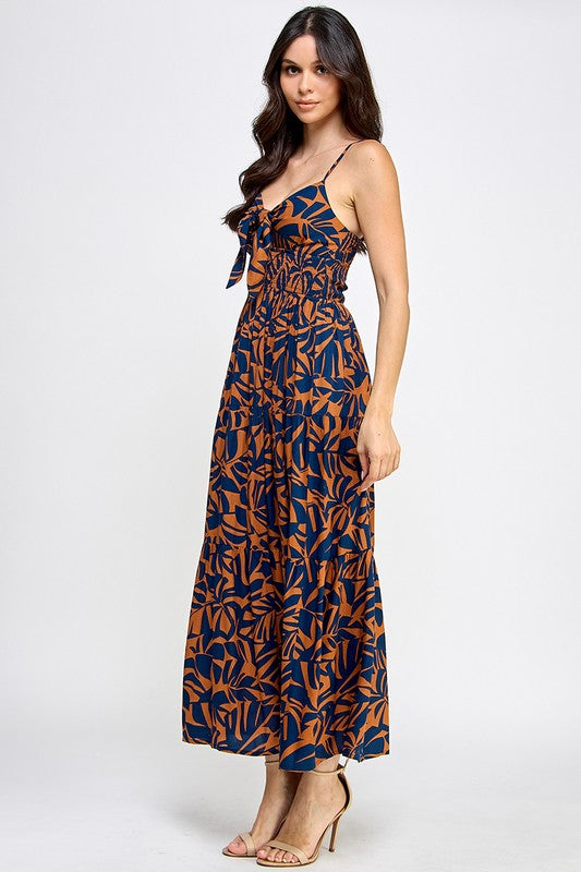 Navy Leaf Dress