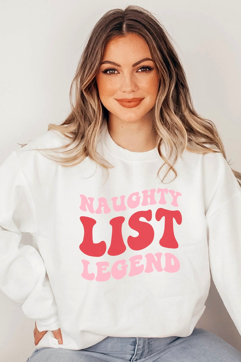 Naughty List Legend Sweatshirt-Sand