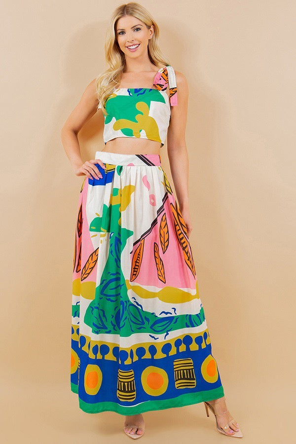 Abstract Maxi Skirt