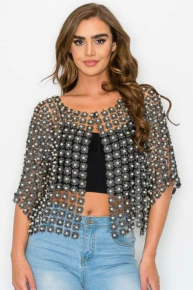 Hematite Luxe Pearl Cardigan