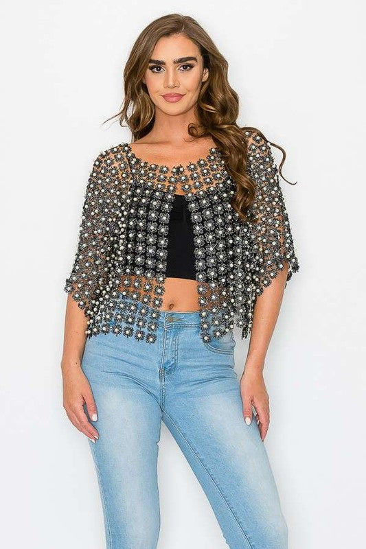 Hematite Luxe Pearl Cardigan