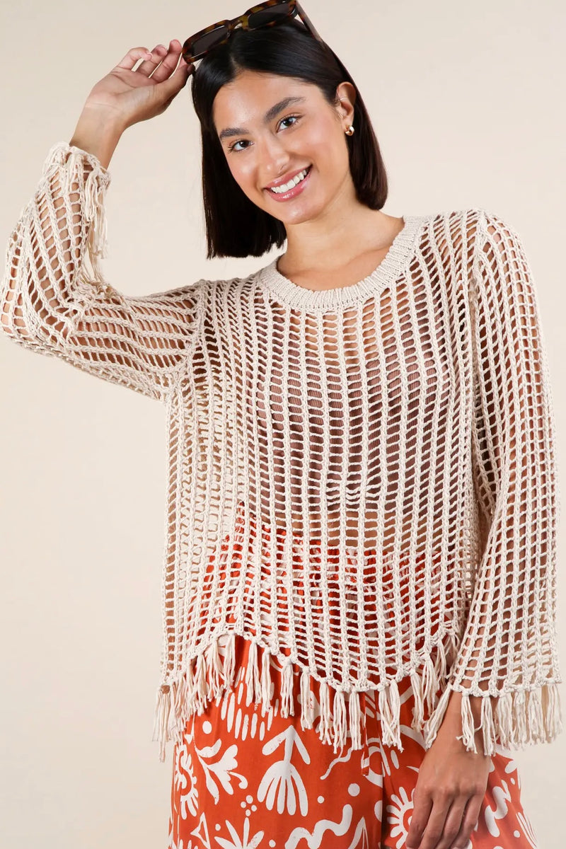 Fringe Net Sweater