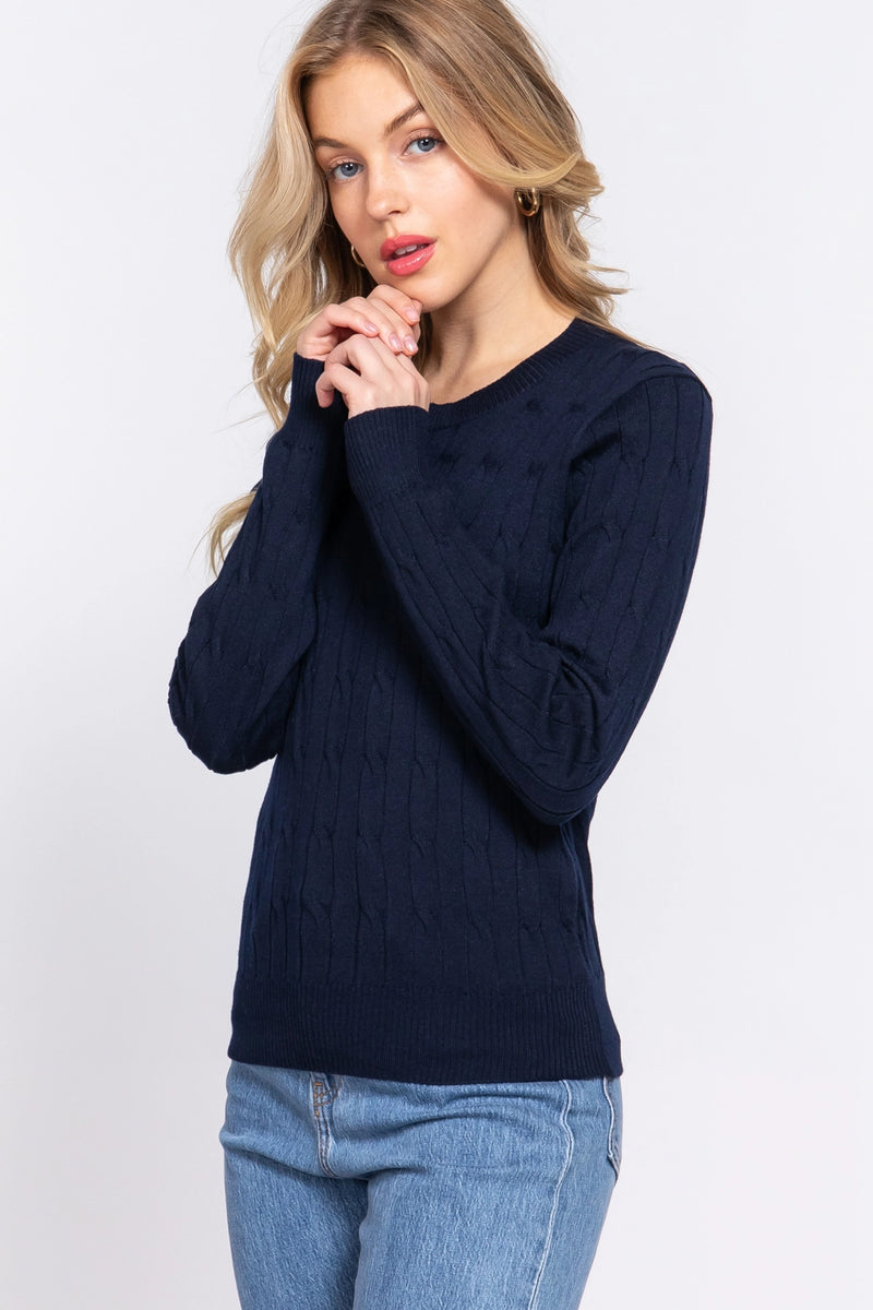 Navy Cable Knit Sweater