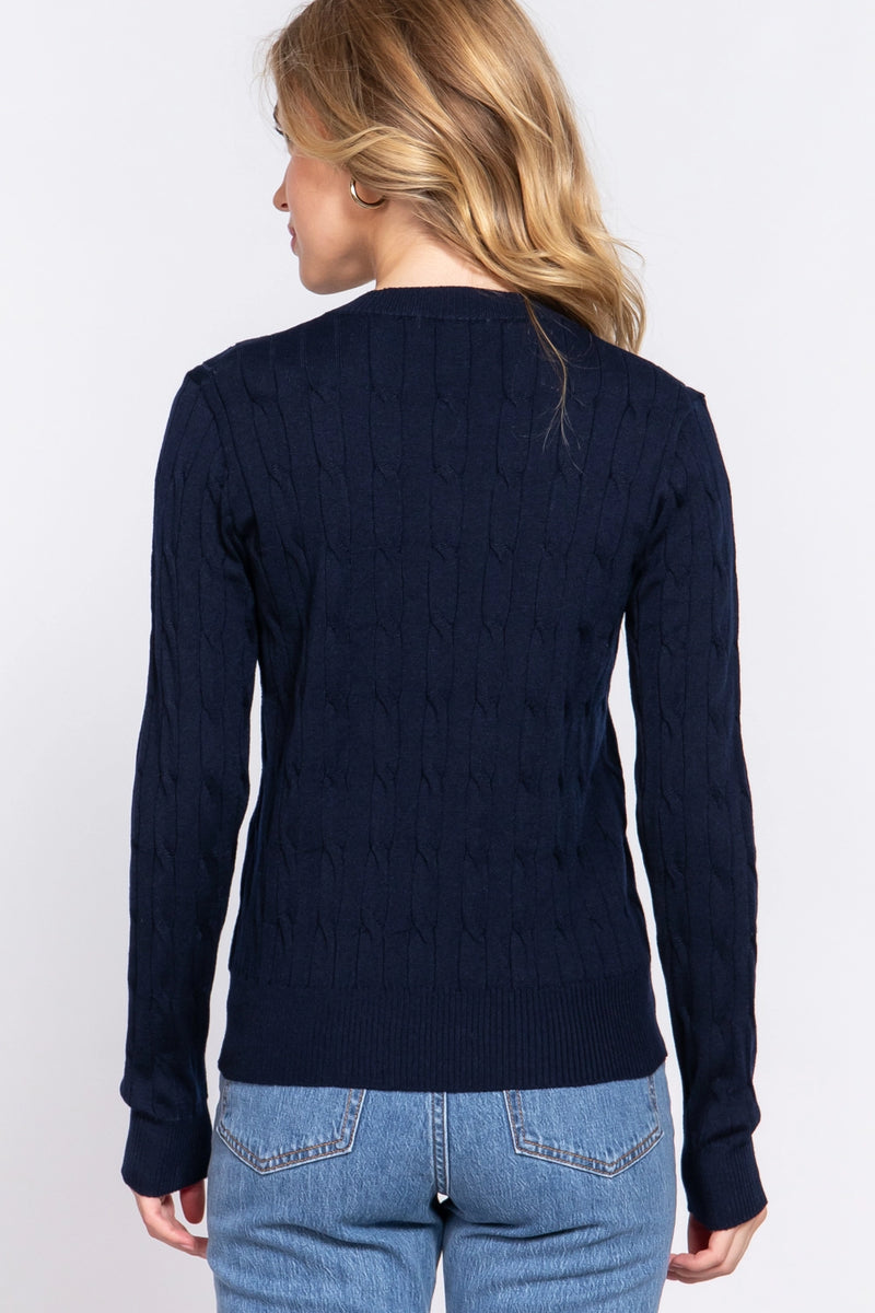 Navy Cable Knit Sweater