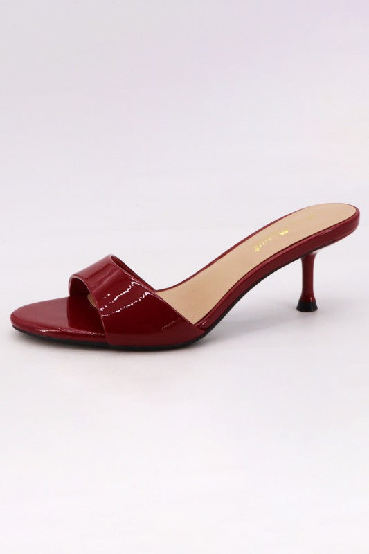 Wine Patent Kitten Heels
